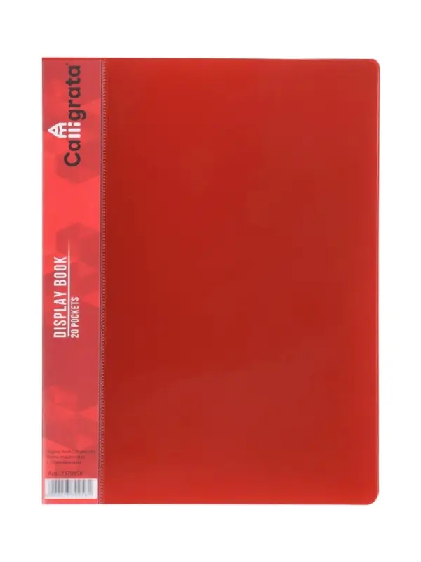Папка с 20 вкладышами А5, 500 мкм, Calligrata, 9 мм, карман на корешке, красная