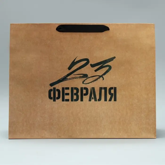 Пакет подарочный крафтовый, упаковка, &laquo;С 23 февраля&raquo;, L 40&times;31&times;11.5 см
