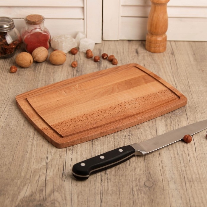 Доска разделочная малая с кровостоком 300х200 мм,  12мм, массив