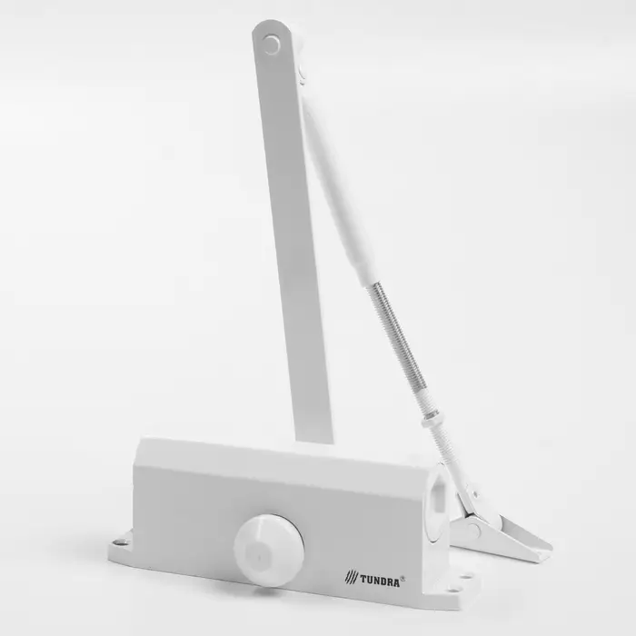 Доводчик дверной ТУНДРА d=60WW, до 60 кг, белый