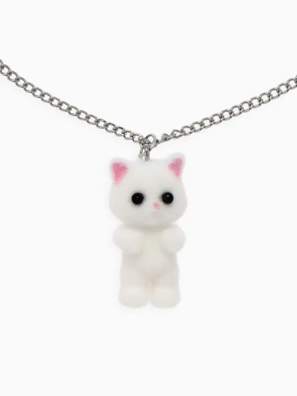 Кулон детский &laquo;Выбражулька. Котёнок&raquo;, 40 см, белый в серебре
