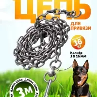 Цепь для привязи собак, 3 м, калибр 3&times;16 мм, черная