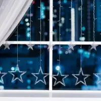 Гирлянда &laquo;Бахрома&raquo; 2.4&times;0.9 м с насадками &laquo;Звёзды&raquo;, IP20, прозрачная нить, 138 LED, свечение белое, 8 режимов, 220 В