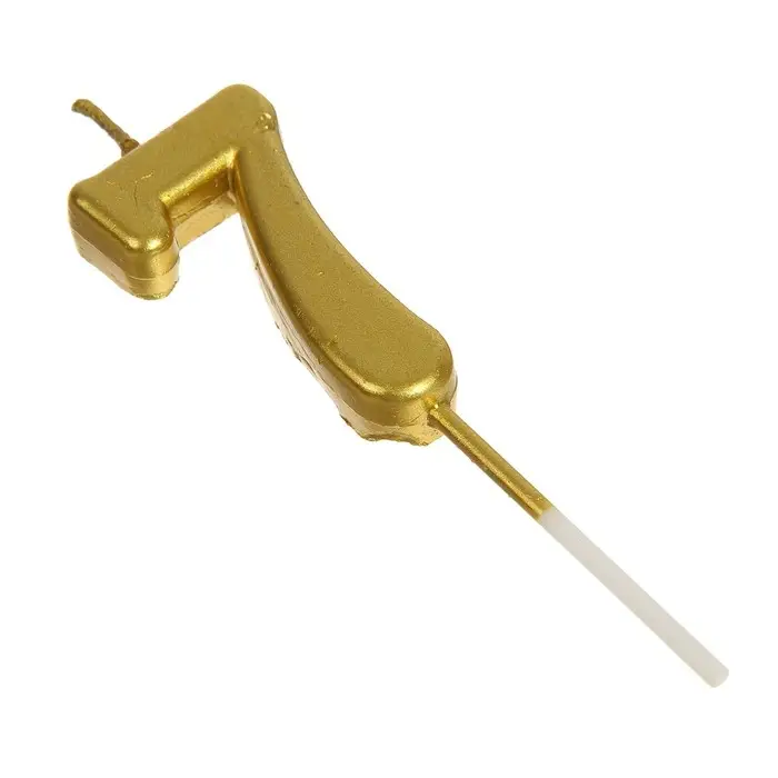 Свеча в торт на шпажке «Цифра 7», золотая, 4.5×2.5 см Свеча в торт на шпажке «Цифра 7», золотая, 4.5×2.5 см