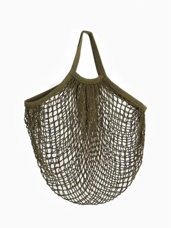 Сумка - авоська плетёная, клетка 1.5 см, зелёная