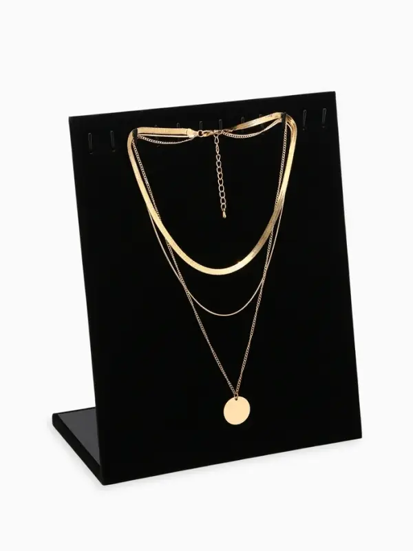 Подставка для кулонов, цепочек и браслетов QF, 12 крючков 20&times;9&times;25.5 см, бархатная, чёрная