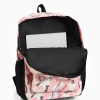 Рюкзак школьный на молнии, с карманами, с рисунками, размер 30&times;13&times;42 см, серый/розовый