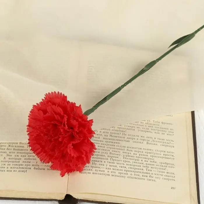 Цветы искусственные «Гвоздика красная», h=46 см, d=8 см