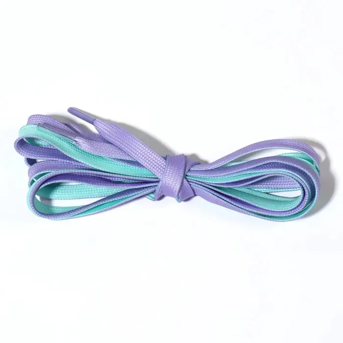 Шнурки для обуви, пара, плоские, двусторонние, 8 мм, 120 см, лавандовые/мятные
