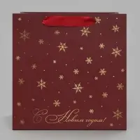 Пакет ламинированный квадратный &laquo;С Новым годом!&raquo;, 22 &times; 22 &times; 11 см
