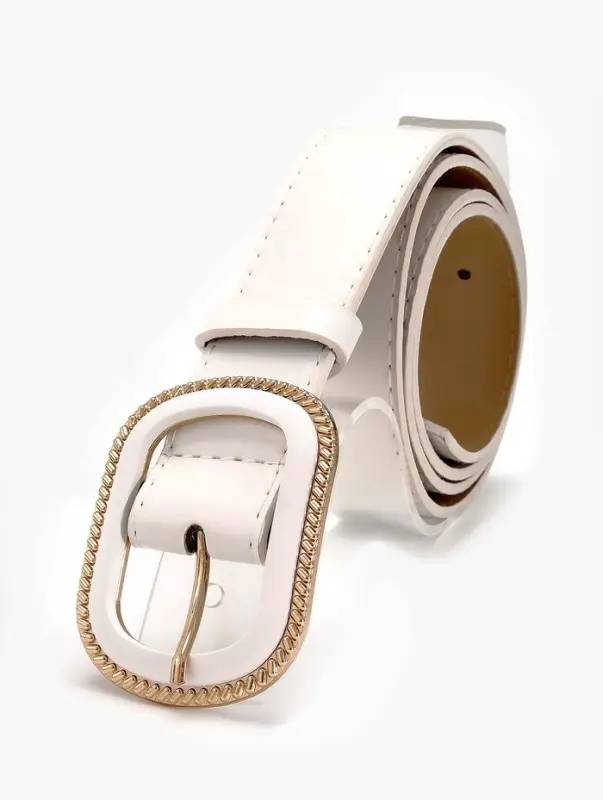 Ремень женский, 110&times;3 см, пряжка пластик, золотистая, белый