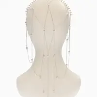 Украшение для волос "Паутина" 44см, цвет белый в серебре