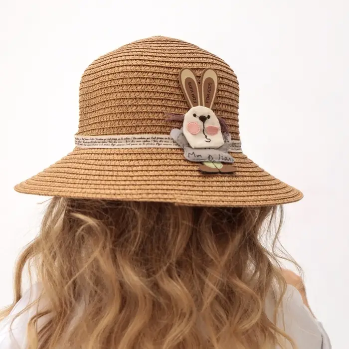 Шляпа для девочки MINAKU «Зайка», коричневая, размер 52