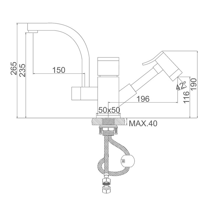 Cмеситель для кухни Accoona A4491, с гигиеническим душем, латунь, хром Cмеситель для кухни Accoona A4491, с гигиеническим душем, латунь, хром