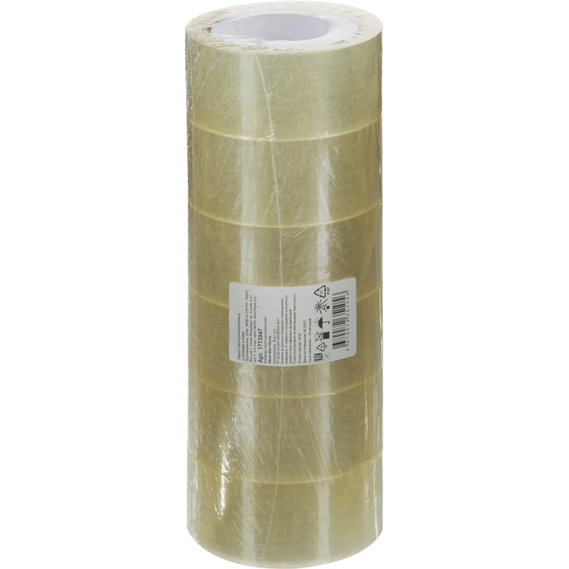 Клейкая лента упаковочная 48мм х 66м, прозрачный, 45мкм, 6 шт/уп