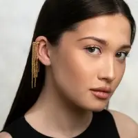 Серьга кафф &laquo;Водопад&raquo;, цвет золото, 10 см