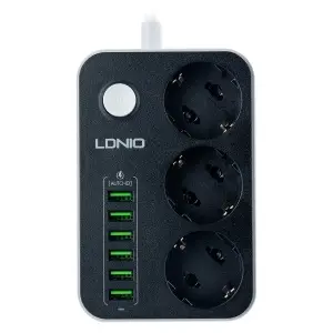 Сетевой фильтр на 3 розетки + 6 USB 3.4A SE3631 LDNIO