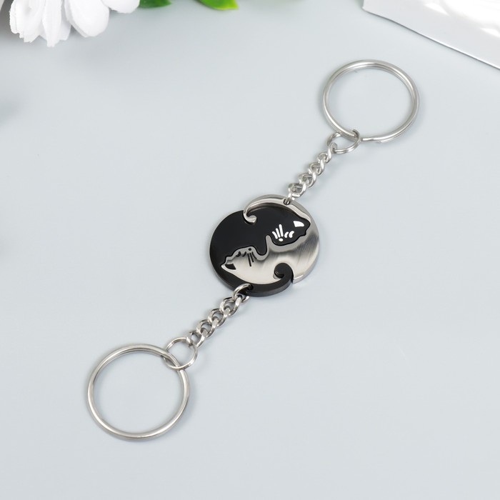 Брелок металл 2в1  Брелок металл 2в1 "Инь-ян - два котёнка" 7х2 см