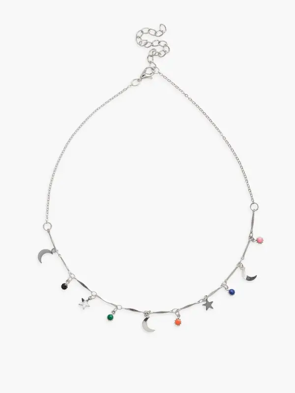 Чокер &laquo;Полумесяц&raquo;, фазы луны, цветной в серебре, 35 см