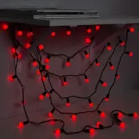 Гирлянда &laquo;Нить&raquo; 20 м с насадками &laquo;Шарики 1.5 см&raquo;, IP44, тёмная нить, 200 LED, свечение красное, 8 режимов, 220 В