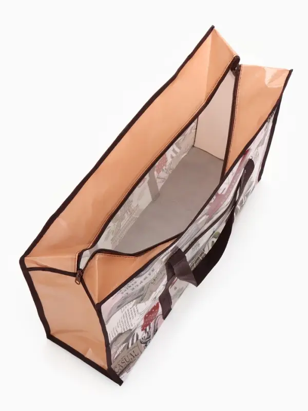Сумка хозяйственная &laquo;Париж&raquo;, на молнии, 60&times;20&times;43 см, наружный карман, разноцветная