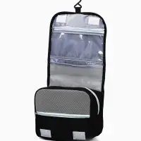 Косметичка-несессер дорожная на молнии, липучках, с крючком, чёрная