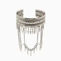 Браслет обод на предплечье &laquo;Перья&raquo;, d=6 см, цвет серебро