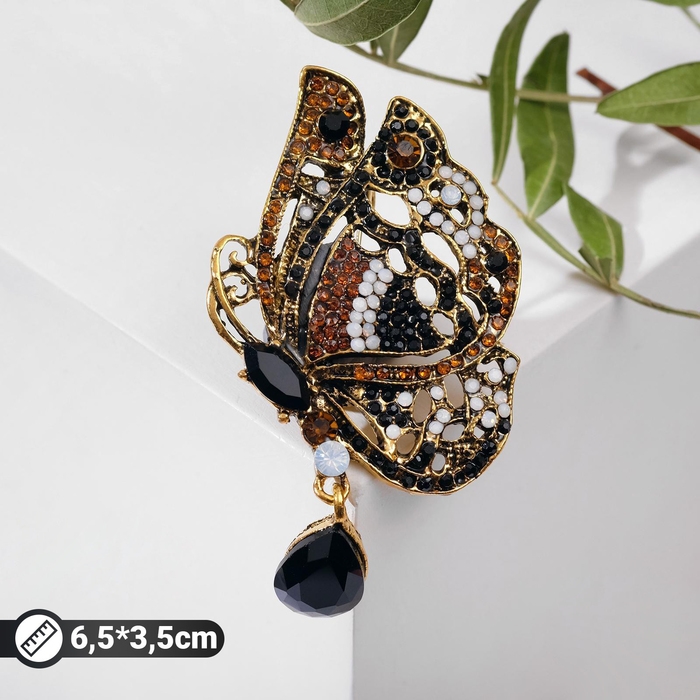 Брошь «Бабочка» винтаж, цвет коричневый в чернёном золоте Брошь «Бабочка» винтаж, цвет коричневый в чернёном золоте