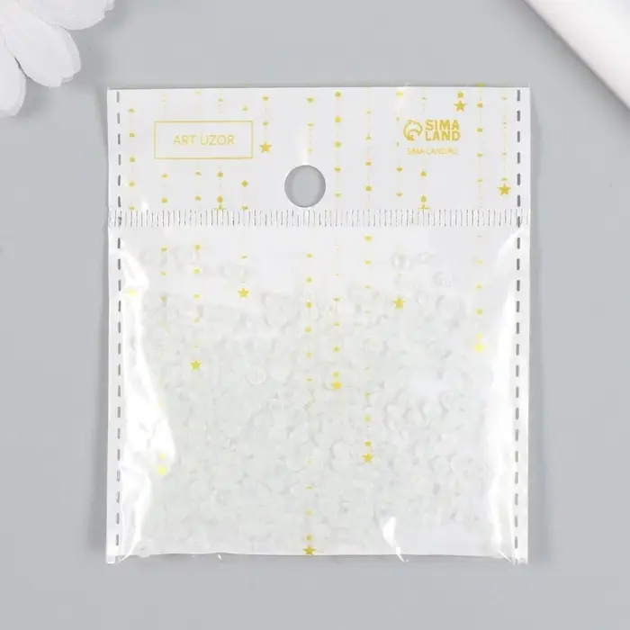 Бисер стекло 8/0  Бисер стекло 8/0 "Матовый полупрозрачный. Белый" 10 гр