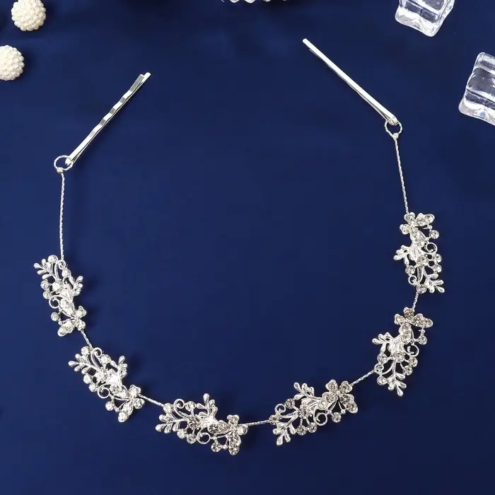 Аксессуар для волос &laquo;Джуди&raquo;, бабочки веточки, 26 см, серебро