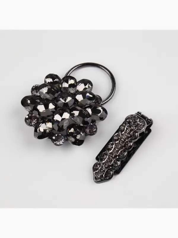 Декоративная застёжка &laquo;Стеклянный цветок&raquo;, 10.5&times;5 см, цвет чёрный