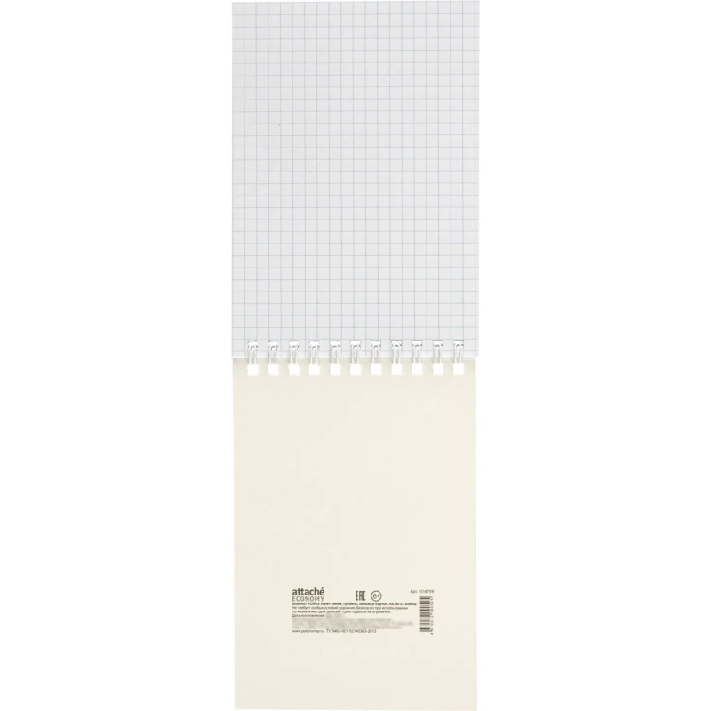 Блокнот А6 108x146,40л,гребень, картон,клетка, синяя