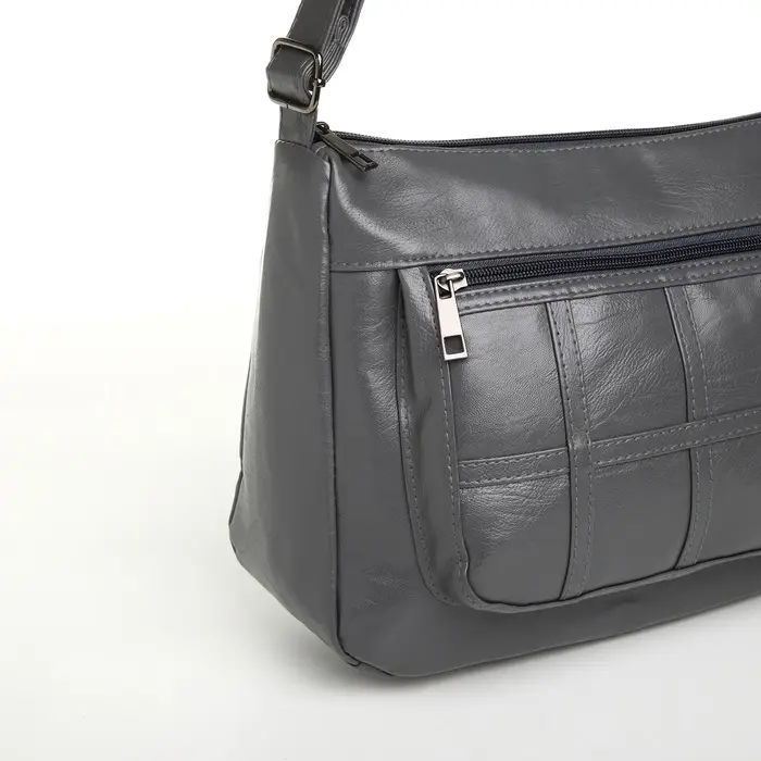 Сумка женская кросс-боди на молнии, 20&times;8.5&times;15 см, однотонная, серая