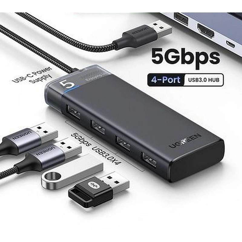 Разветвитель USB UGREEN CM653 (15548) 4-Port USB-A Hub, черный