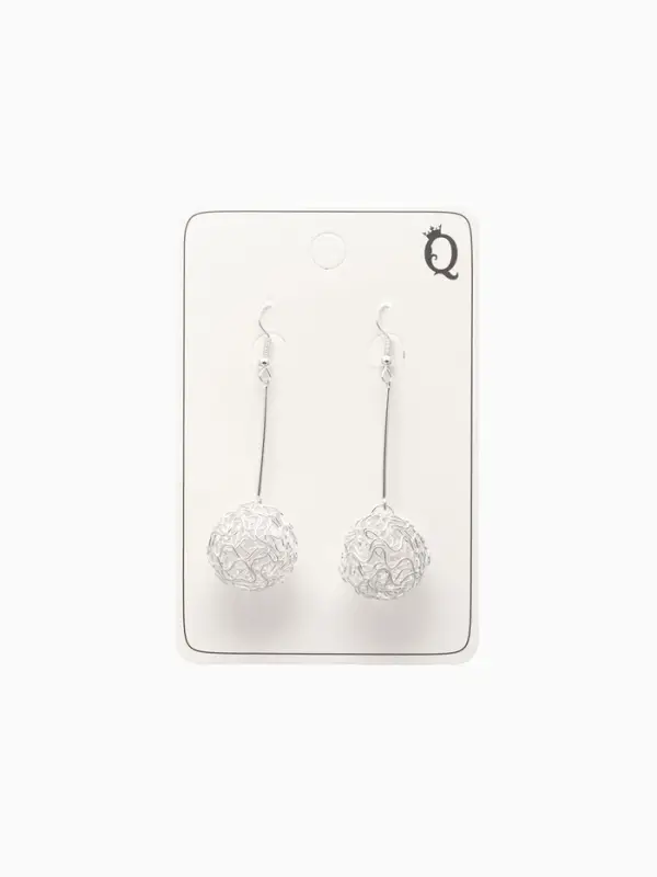 Серьги висячие «Шарик», переплетение, цвет светлое серебро, 6.5 см Серьги висячие «Шарик», переплетение, цвет светлое серебро, 6.5 см