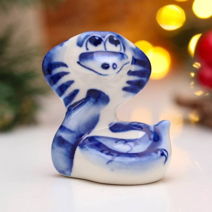 Сувенир Сувенир "Змея Ляля" 6х5,5см, гжель