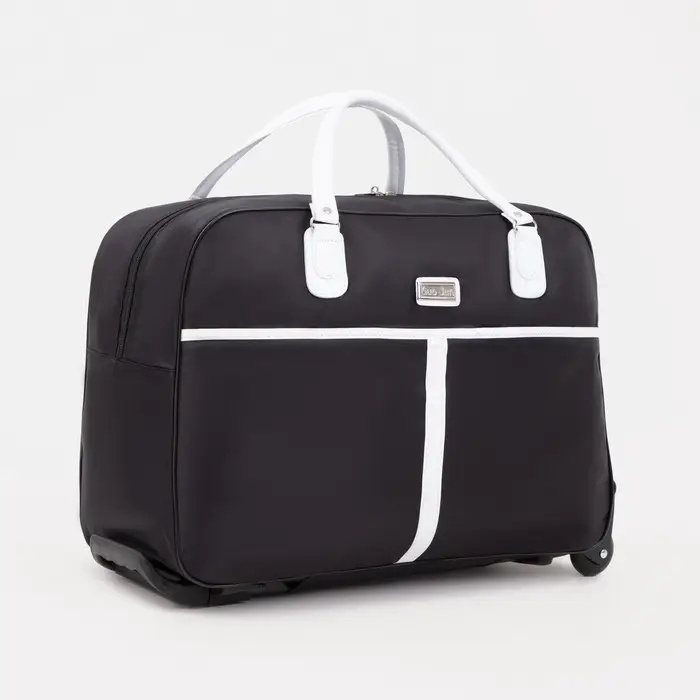 Сумка дорожная 20" на 2 колёсах, отдел на молнии, наружный карман, чёрная