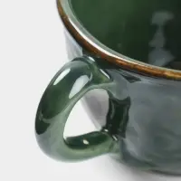 Чашка с блюдцем &laquo;Флора 1&raquo;, 13&times;13&times;8 см, керамика, зелёная