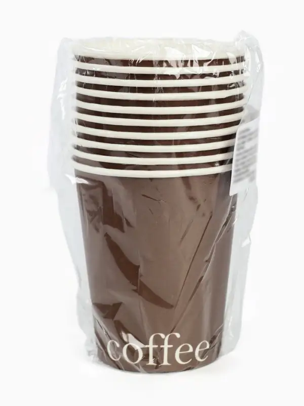 Стаканы одноразовые бумажные для кофе, цвет шоколад , 10 шт, 250 мл