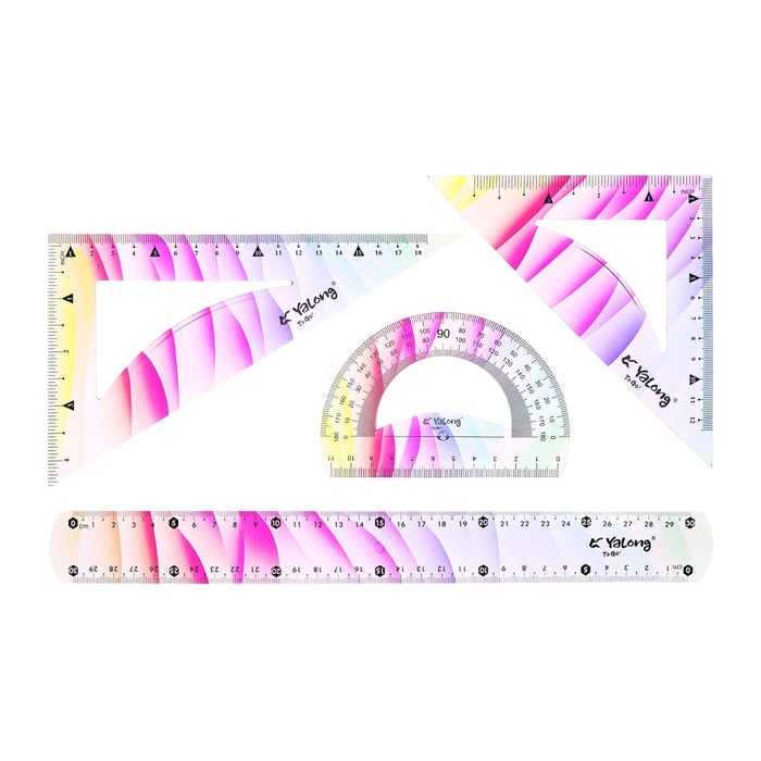 Набор геометрический гибкий силиконовый (линейка 30см+2 угольника+транспортир) Градиент Набор геометрический гибкий силиконовый (линейка 30см+2 угольника+транспортир) Градиент