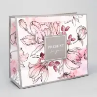 Пакет подарочный ламинированный, упаковка, &laquo;Present for you&raquo;, ML 27&times;23&times;11.5 см