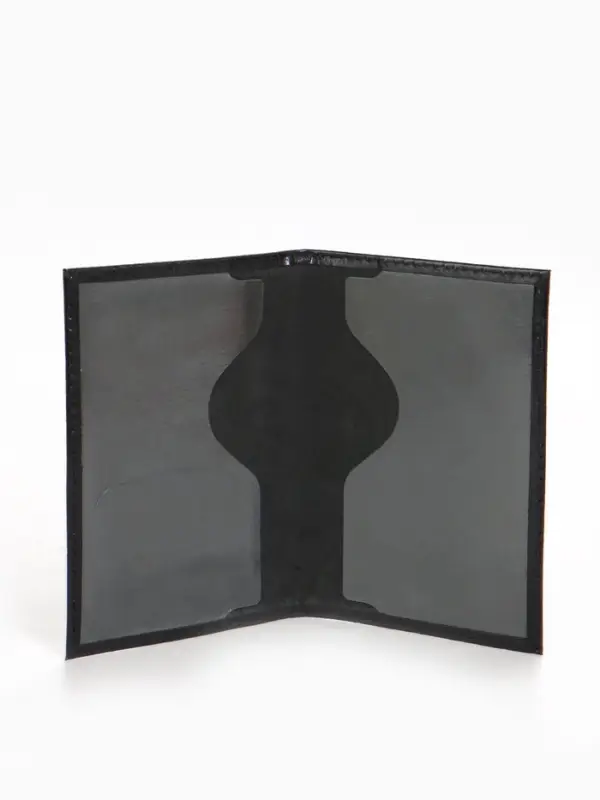 Обложка для паспорта, гладкая, натуральная кожа, тиснение фольгой, чёрная