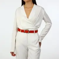 Ремень женский с винтом, 110&times;3.3 см, пряжка металл, серебристая, красный