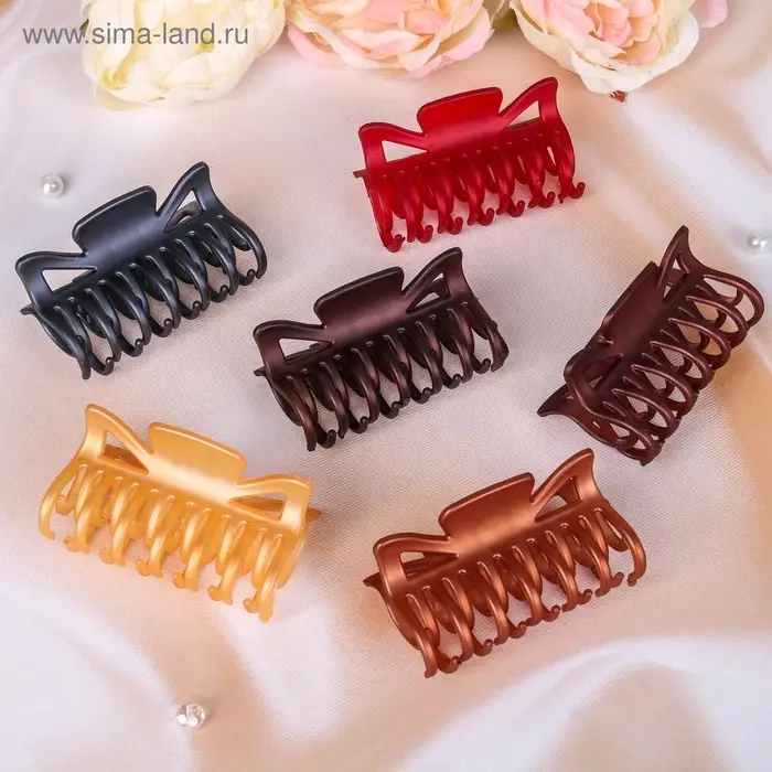 Крабик для волос &laquo;Двойной зубец&raquo;, бант, 8 см, МИКС