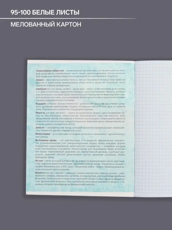 Тетрадь предметная 48 листов в клетку Calligrata, &laquo;Неон. Обществознание&raquo;, со справочным материалом, обложка мелованный картон, УФ-лак, блок офсет