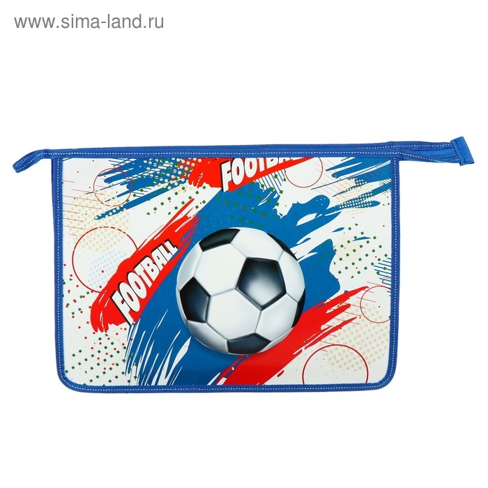 Папка для тетрадей А4, 340 х 245 х 50 мм, молния сверху, объемный 3D рисунок, Папка для тетрадей А4, 340 х 245 х 50 мм, молния сверху, объемный 3D рисунок, "Футбольные мячи"