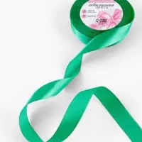 Лента атласная, 20 мм, 23&plusmn;1 м, насыщенно-зелёная