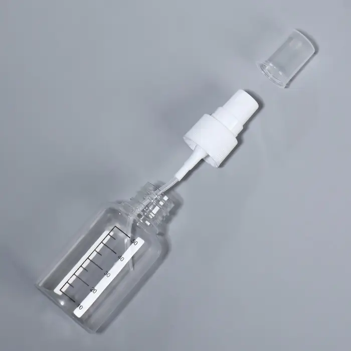 Бутылочка для хранения, с распылителем, со шкалой деления, 50 мл, белая, прозрачная Бутылочка для хранения, с распылителем, со шкалой деления, 50 мл, белая, прозрачная