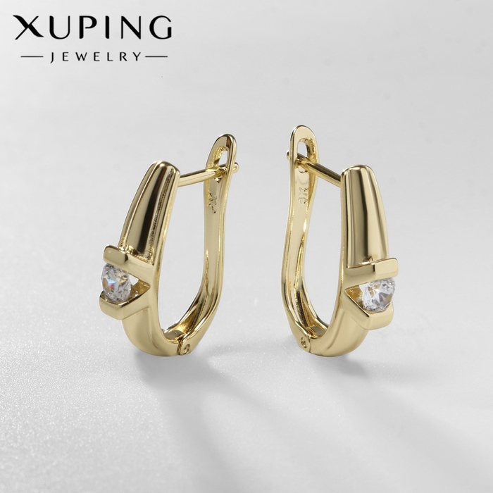 Серьги со стразами XUPING сила, цвет белый в золоте Серьги со стразами XUPING сила, цвет белый в золоте