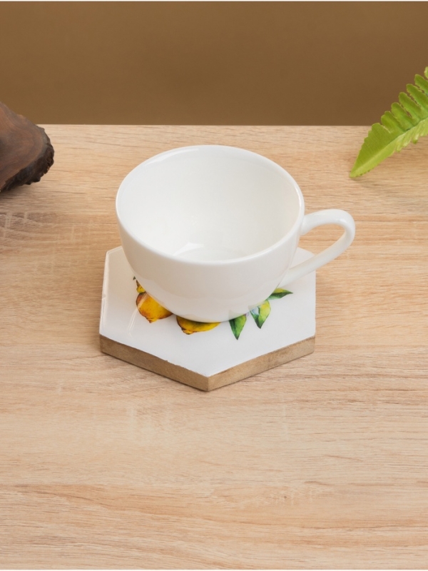 Подставка под горячее (набор 4 шт)  Подставка под горячее (набор 4 шт) "Лимоны" дерево манго 15х13х5 см